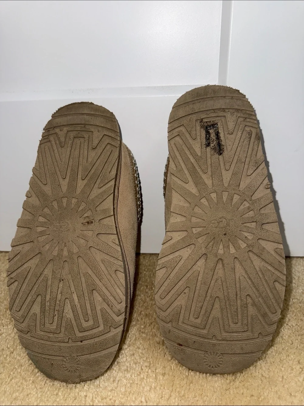 UGG Kids Tan Suede Slip-On Clog with Trim